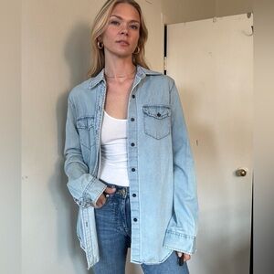 Brandy Melville oversized light wash denim button up
